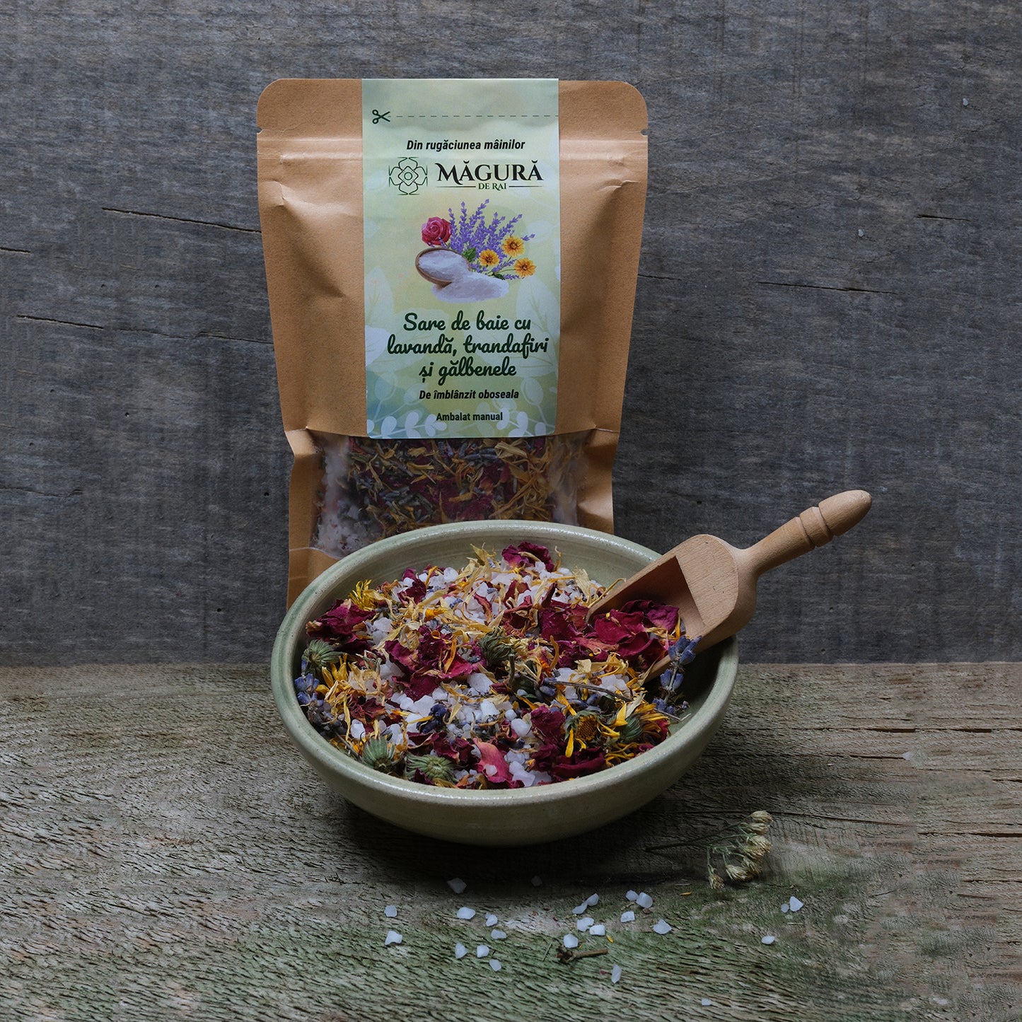 Sare de baie cu lavandă, trandafiri și gălbenele 250 g